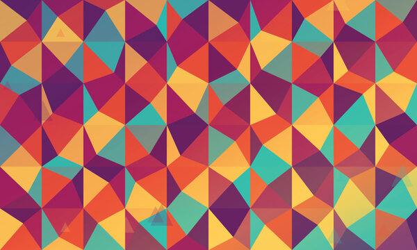 Abstract geometric background with vibrant polygonal pattern in warm and cool tones for digital design