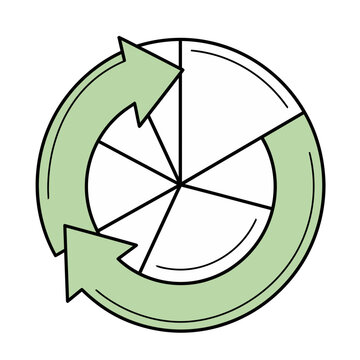 Circular arrows around segmented circle