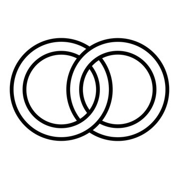 Interlocking wedding rings line art icon for marriage proposal and engagement illustration