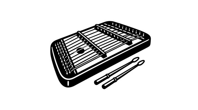 Hammered dulcimer folk instrument with mallets.