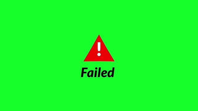 Animated Failed warning icon sign animation in 4K animation with alpha channel warning error notification symbol animated on transparent background warning animation 