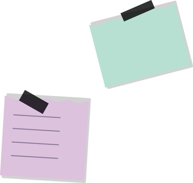 Two sticky notes attached with black clips
