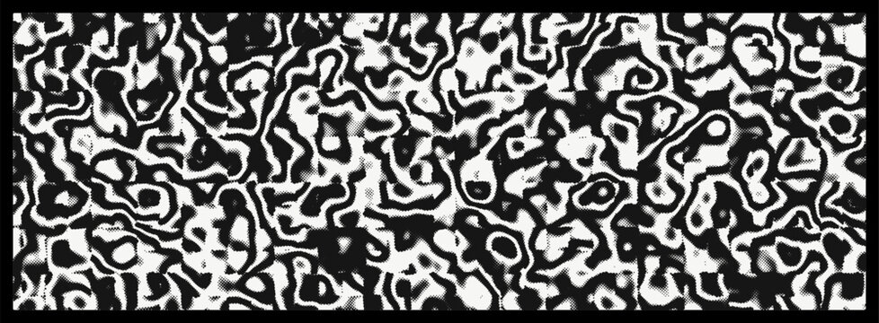 Abstract liquid marble texture, black and white organic swirl pattern, psychedelic topographic vector background for modern design