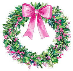 Obraz premium PNG Christmas wreath watercolor christmas green.