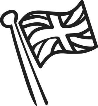Cute Hand Drawn UK Union Jack Flag Doodle Vector Icon