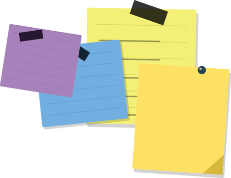 Colorful sticky notes pinned on the board