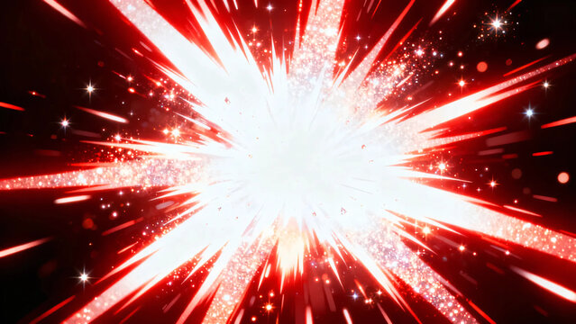 Dynamic Red Explosion and Flash Light Speed Energy Background