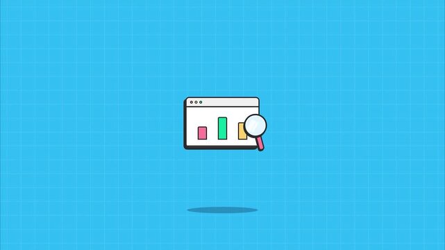 Web analytics dashboard data search icons minimalist flat motion graphics digital marketing presentation business growth tools