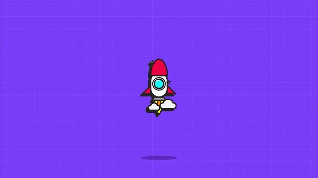 Flying rockets space startup concept pixel art cartoon style gaming ui asset graphic element for website app design marketing material