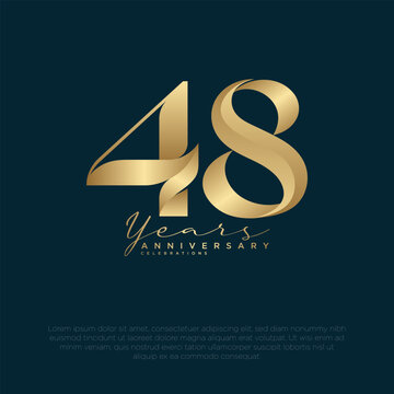 48 Years Anniversary Celebration with Elegant Golden Number on Dark Background, Luxury Milestone Design