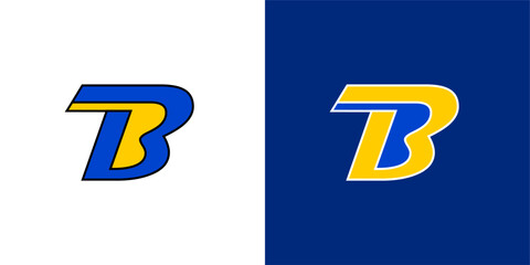 letter b, b logo, blue and yellow icon vector © Raka