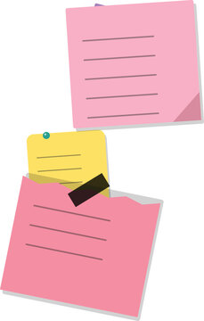 Colorful sticky notes and paper with a pen