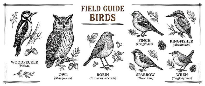 Vintage Bird Illustrations Collection Isolated