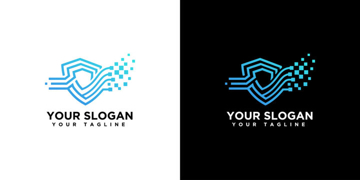 Digital Shield Logo with Data Flow