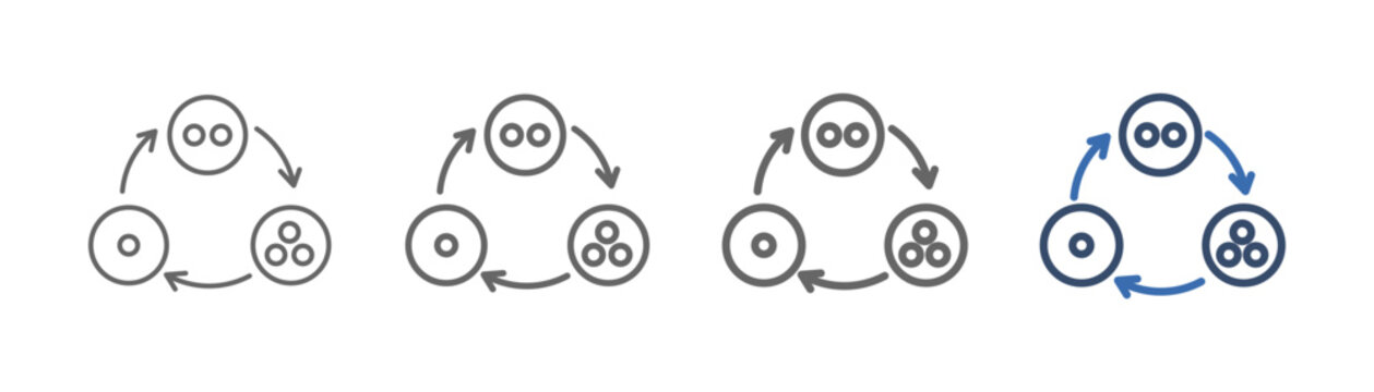 Outline icon set featuring a phased design