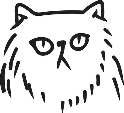 Cute Hand Drawn Ragdoll Cat Face Doodle Vector Icon