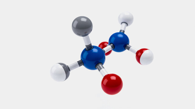 Molecular model of ethanol chemical structure with atoms and bonds
