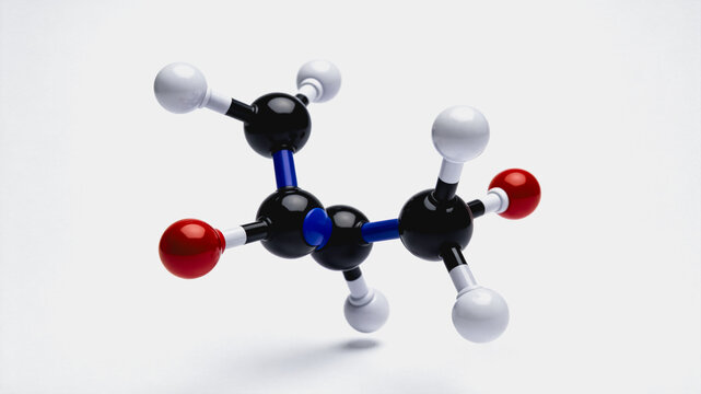 Molecular model of an organic chemical compound displayed on white background