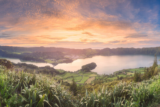 Mountain landscape Ponta Delgada island, Azores