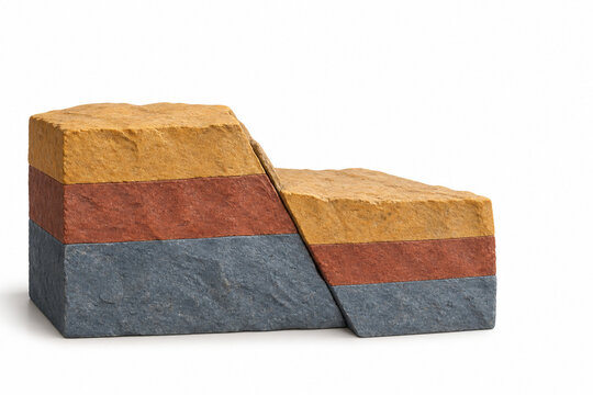 Tectonic Fault Block Relief Model Showing Offset Rock Strata