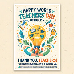 Obraz premium vector illustration of poster teacher day