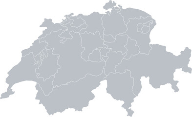 Obraz premium Switzerland Map with Cantonal Borders and Administrative Regions Vector