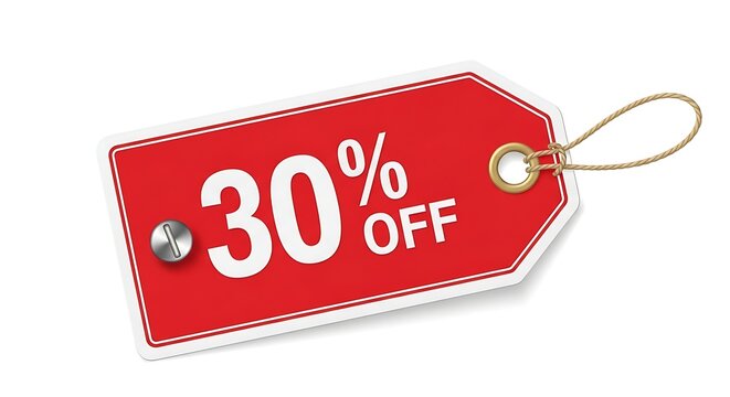 Vibrant discount tag showing thirty percent off sale