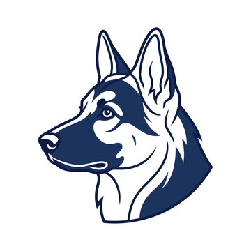German shepherd dog head profile graphic illustration for pet care brand or icon design