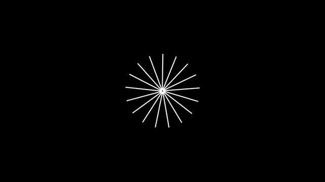 Circle fireworks line blast animation, shiny circle burst and firework explosion animationbursting firework lines on Black Screen 4k video template elements for explainer video