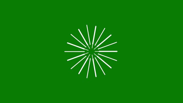 Circle burst,  glowing line effect with circular explosion seamless, highlight geometric effects. circle ring accent highlights elements on transparent green background. 4k loop fireworks animation