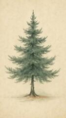 Obraz premium Vintage evergreen tree illustration