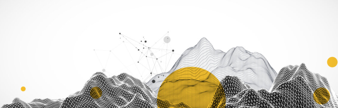 Abstract art wireframe background. Modern science or technology art elements. Surface illustration.