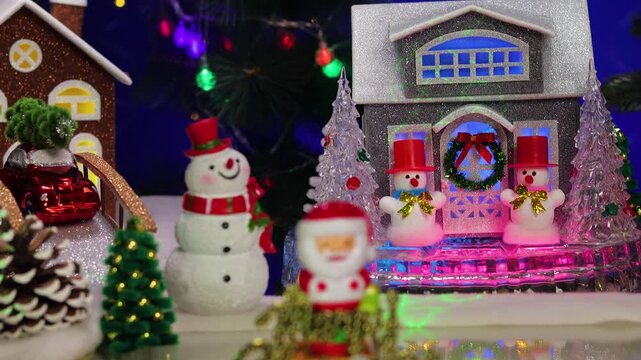 An unusual Santa Claus comes dashing up to Santa Claus on a sleigh bearing letters