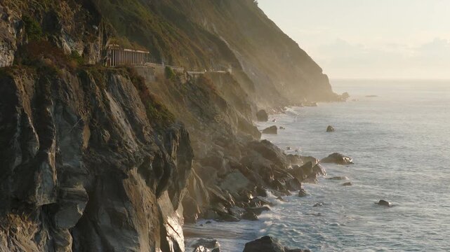 Aerial view of coastline Suhua Highway at morning,Taiwan