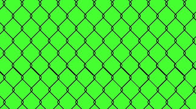 Chain Link Fence Wire Mesh Barrier Pattern Motion Graphic Green Screen Chroma Key Video Overlay Loop