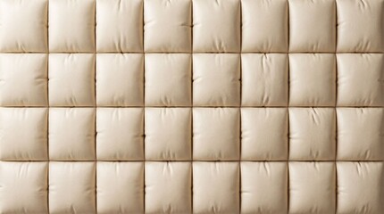 Obraz premium Close-up of soft beige padded leather upholstery with a rectangular quilted pattern, ideal for luxury interior design and abstract backgrounds. 