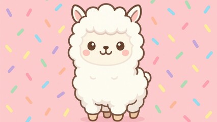 Fototapeta premium Cute alpaca cartoon illustration.