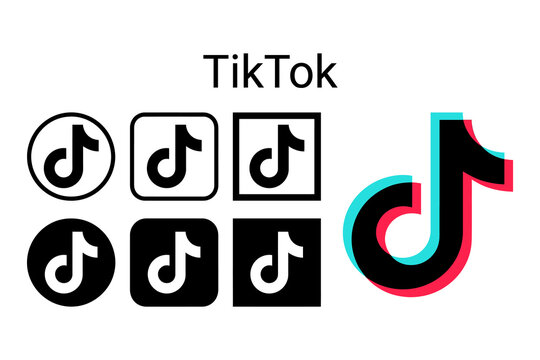 Set of black and glitch effect music sharing app icons for digital interface and social media with black icon video app UI element app design graphic design vector set button design