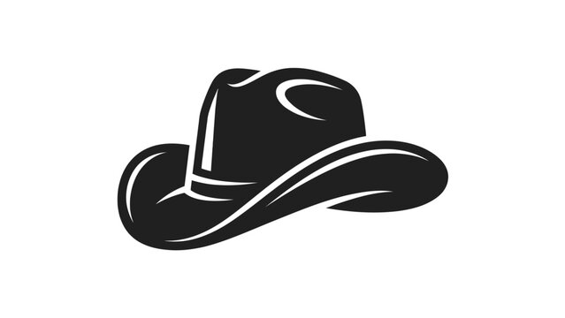 Cowboy hat silhouette vector graphic illustration featuring bold black lines on a clean white isolated background