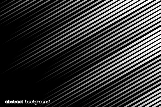 Minimalist Black and White Diagonal Stripe Pattern Abstract Background with Geometric Silver Lines and Copy Space for Corporate Business Presentation Banner Design