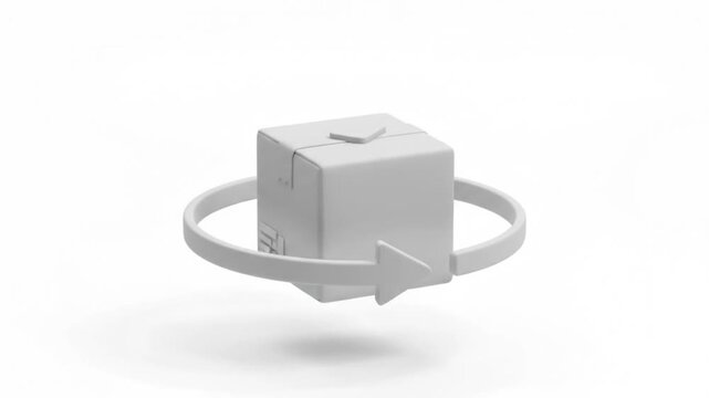 3D E-Commerce Package Return Arrow Loop Icon Motion Graphics
