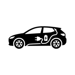 Obraz premium Minimalist black silhouette icon of an electric vehicle for modern sustainable transportation design