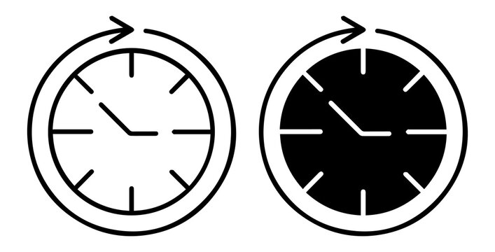 time clock icon set. Blue countdown timer symbols with outline and filled styles on transparent png background.