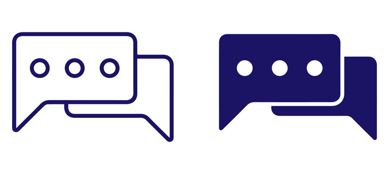 speech bubble icons. Communication and chat message symbols with outline and filled styles on transparent png background.