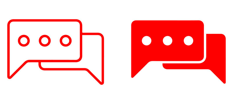 speech bubble icons. Communication and chat message symbols with outline and filled styles on transparent png background.