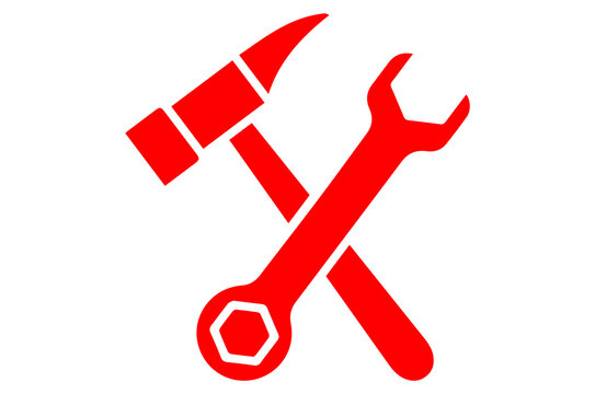 crossed wrench repair tool icons. black maintenance and service symbols with outline and filled styles on transparent png background.