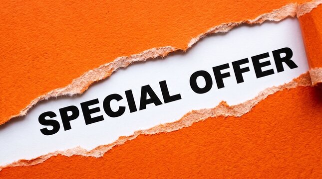 Striking Orange Torn Paper Background Concept Featuring Bold Text Designed to Grab Customer Attention for Major Promotional Events
