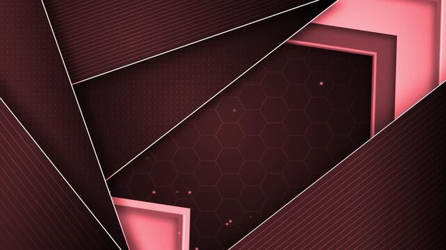 Abstract dark geometric background with layered framed shapes animation, Geometric modern tech style design with copy space