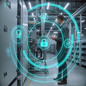 Cybersecurity analyst reviewing endpoint security threat detection dashboard in modern office with dual monitors displaying real-time malware alerts
