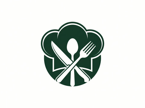 Chef Hat Kitchen Cutlery Icon.
